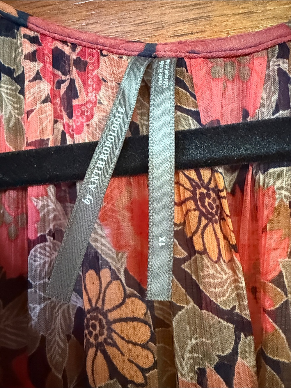 Anthropologie Floral Tiered Long-Sleeve Maxi Dress — Rose and Navy - Picture 2 of 3
